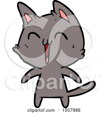 Happy Cartoon Cat Meowing by lineartestpilot