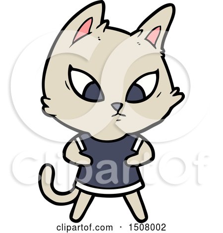 Confused Cartoon Cat in Clothes by lineartestpilot