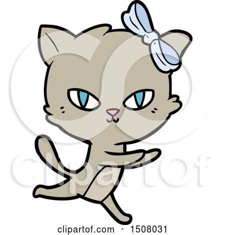 Cute Cartoon Cat Running by lineartestpilot