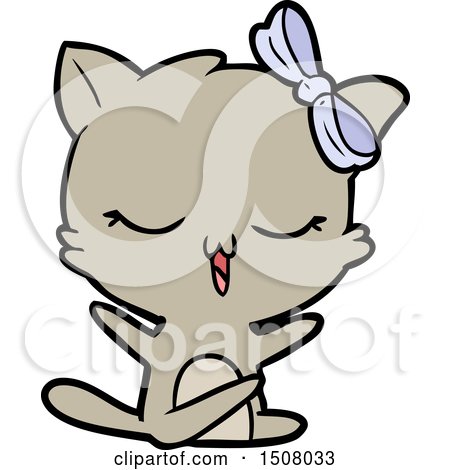 Cartoon Cat with Bow on Head by lineartestpilot