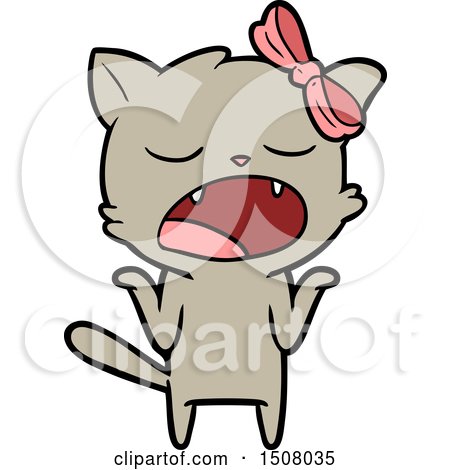 Cartoon Yawning Cat Shrugging Shoulders by lineartestpilot
