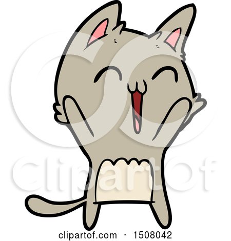 Happy Cartoon Cat Meowing by lineartestpilot