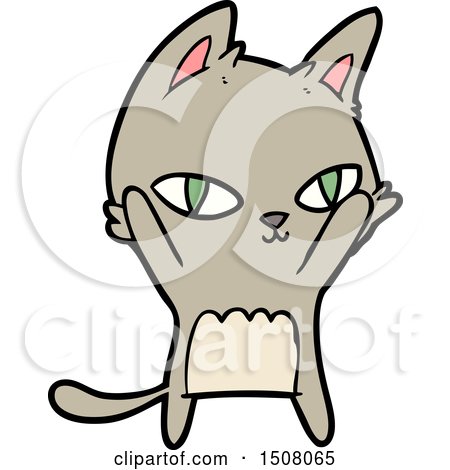 Cartoon Cat Staring by lineartestpilot