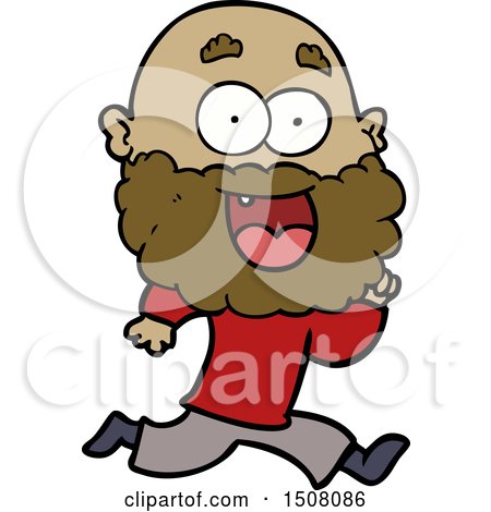 Cartoon Crazy Happy Man with Beard Running by lineartestpilot