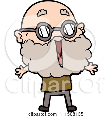 Cartoon Joyful Man with Beard by lineartestpilot