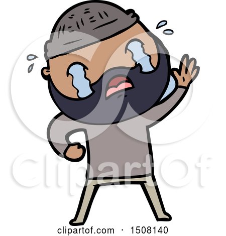 Cartoon Bearded Man Waving and Crying by lineartestpilot