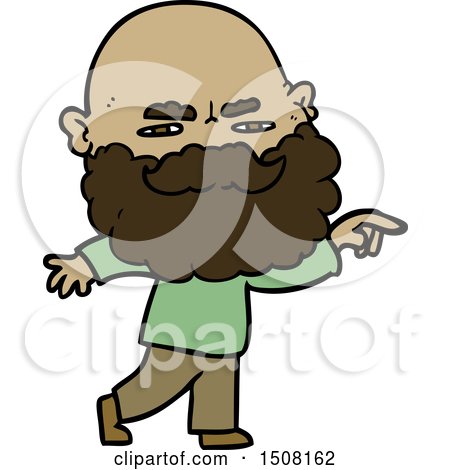 Cartoon Man with Beard Frowning and Pointing by lineartestpilot