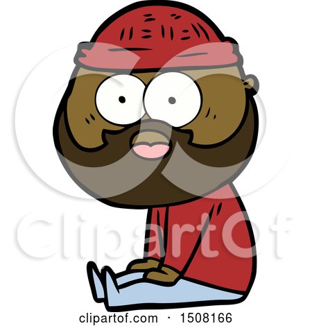 Cartoon Bearded Man Sitting by lineartestpilot