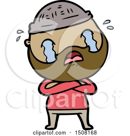 Cartoon Bearded Man Crying by lineartestpilot