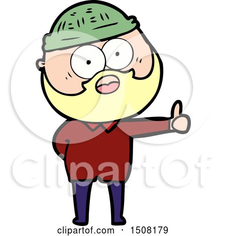 Cartoon Bearded Man Giving Thumbs up Sign by lineartestpilot