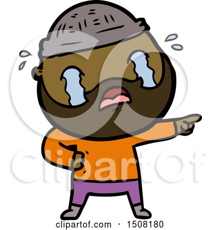 Cartoon Bearded Man Crying by lineartestpilot