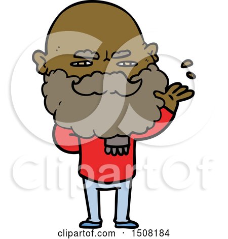 Cartoon Dismissive Man with Beard Frowning by lineartestpilot
