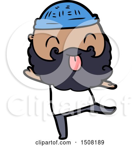 Dancing Man with Beard Sticking out Tongue by lineartestpilot