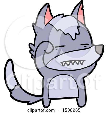 Cartoon Wolf Showing Teeth by lineartestpilot