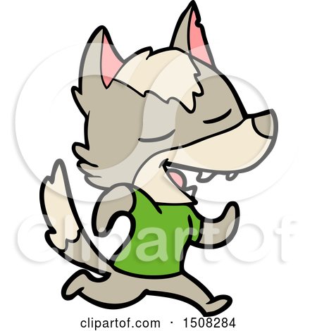 Cartoon Running Wolf Laughing by lineartestpilot