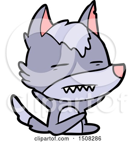 Cartoon Wolf Showing Teeth by lineartestpilot