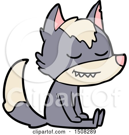 Friendly Cartoon Wolf Sitting down by lineartestpilot