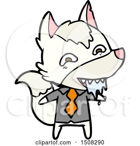 Cartoon Hungry Wolf in Office Clothes by lineartestpilot