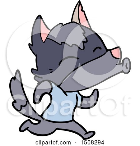 Howling Cartoon Wolf Wearing Clothes by lineartestpilot