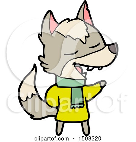 Cartoon Wolf in Scarf Laughing by lineartestpilot