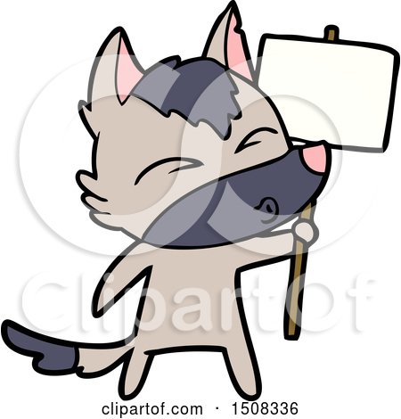 Cartoon Wolf with Protest Sign by lineartestpilot
