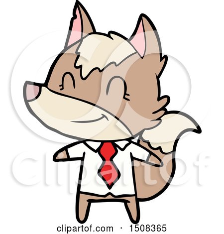 Friendly Cartoon Wolf Office Worker by lineartestpilot