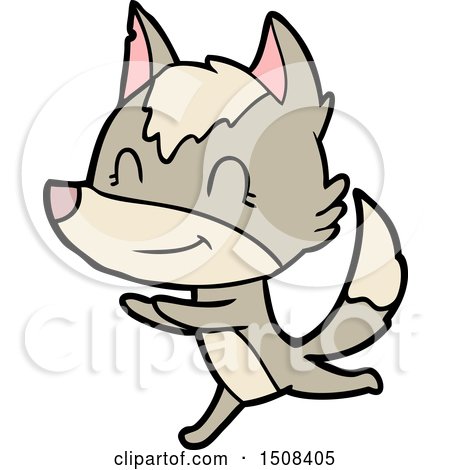 Friendly Cartoon Wolf Running by lineartestpilot