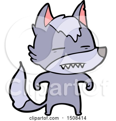 Cartoon Wolf Showing Teeth by lineartestpilot