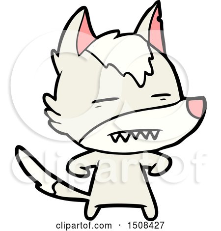 Cartoon Wolf Showing Teeth by lineartestpilot