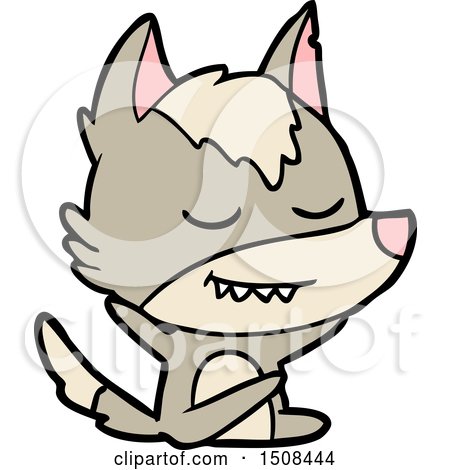 Friendly Cartoon Wolf Sitting by lineartestpilot