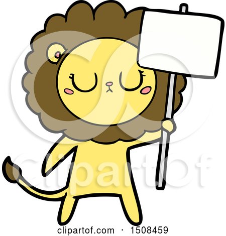 Cartoon Lion with Protest Sign by lineartestpilot