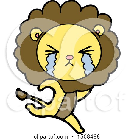 Cartoon Crying Lion Running Away by lineartestpilot
