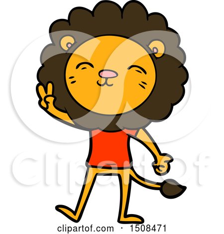 Cartoon Lion Giving Peac Sign by lineartestpilot