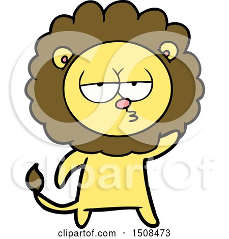 Cartoon Bored Lion Waving by lineartestpilot