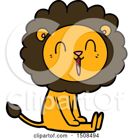Laughing Lion Cartoon Sitting by lineartestpilot