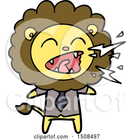 Cartoon Roaring Lion Businessman by lineartestpilot