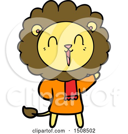 Laughing Lion Cartoon in Winter Clothes by lineartestpilot