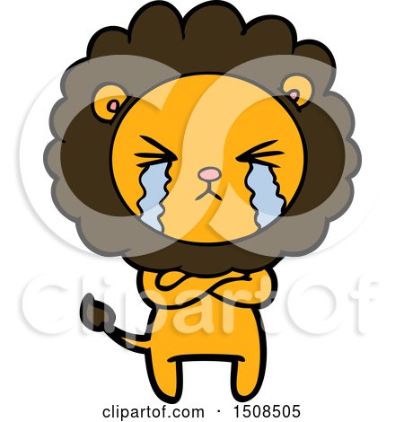 Cartoon Crying Lion with Crossed Arms by lineartestpilot