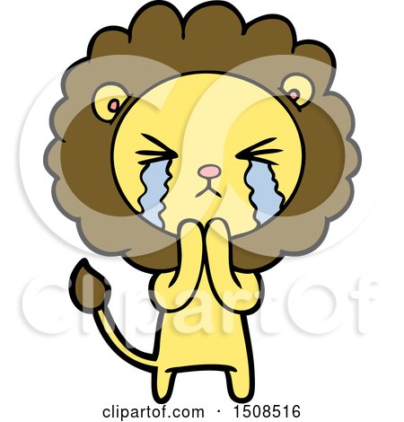 Cartoon Crying Lion Praying by lineartestpilot