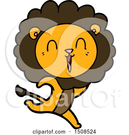 Laughing Lion Cartoon Running by lineartestpilot