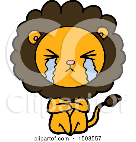 Cartoon Crying Lion Sitting Huddled up by lineartestpilot