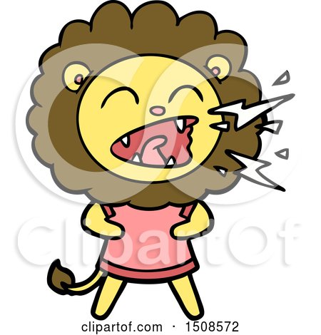 Cartoon Roaring Lion in Dress by lineartestpilot
