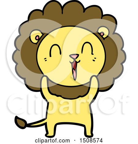 Laughing Lion Cartoon by lineartestpilot