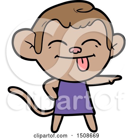Funny Cartoon Monkey Pointing by lineartestpilot