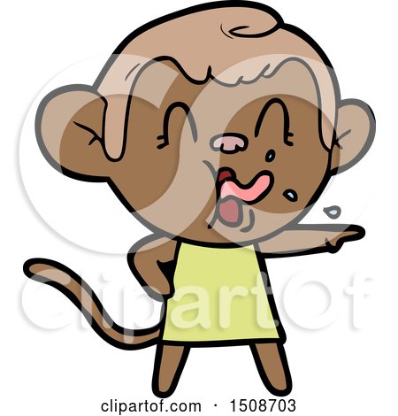Crazy Cartoon Monkey in Dress Pointing by lineartestpilot