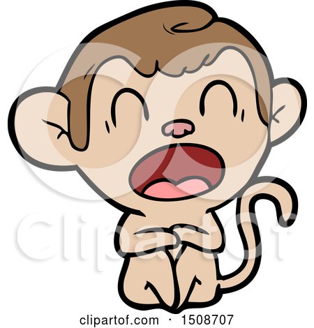 Yawning Cartoon Monkey by lineartestpilot