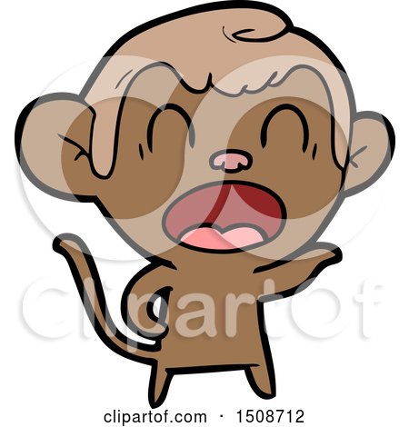 Shouting Cartoon Monkey Pointing by lineartestpilot