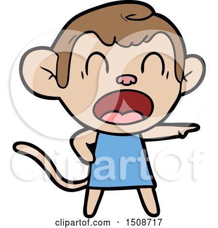 Shouting Cartoon Monkey Pointing by lineartestpilot