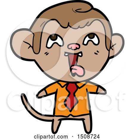 Crazy Cartoon Monkey in Shirt and Tie by lineartestpilot