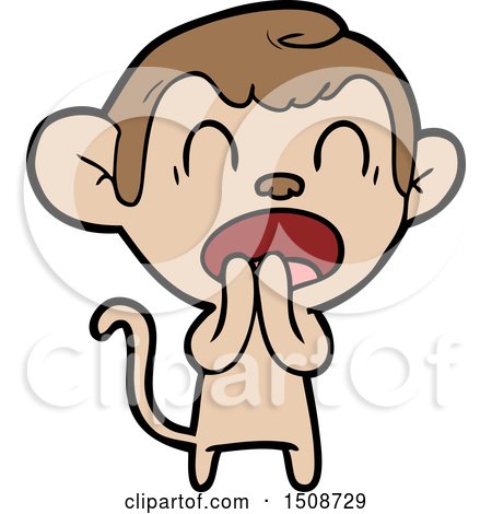 Yawning Cartoon Monkey by lineartestpilot